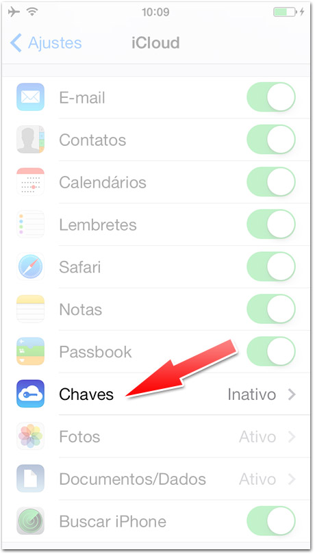 Chaves do iCloud