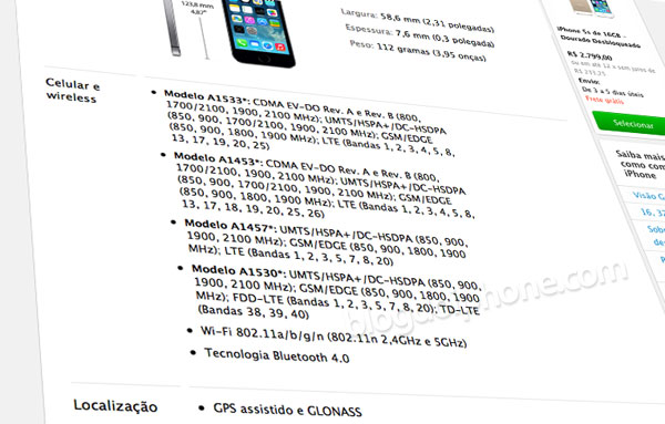 Especificações 4G