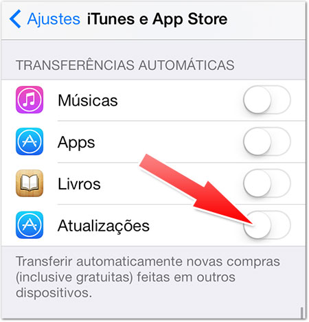 Desligar atualizações automáticas
