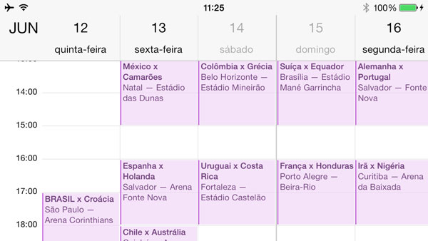 Calendário da Copa