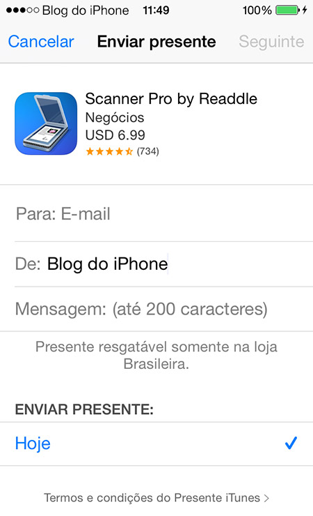 Enviando o presente