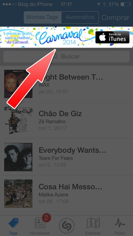 Banner no app Shazam
