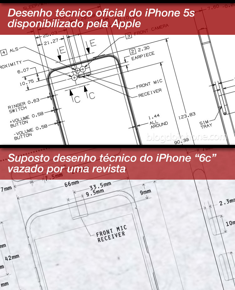 Desenhos técnicos oficial e rumor