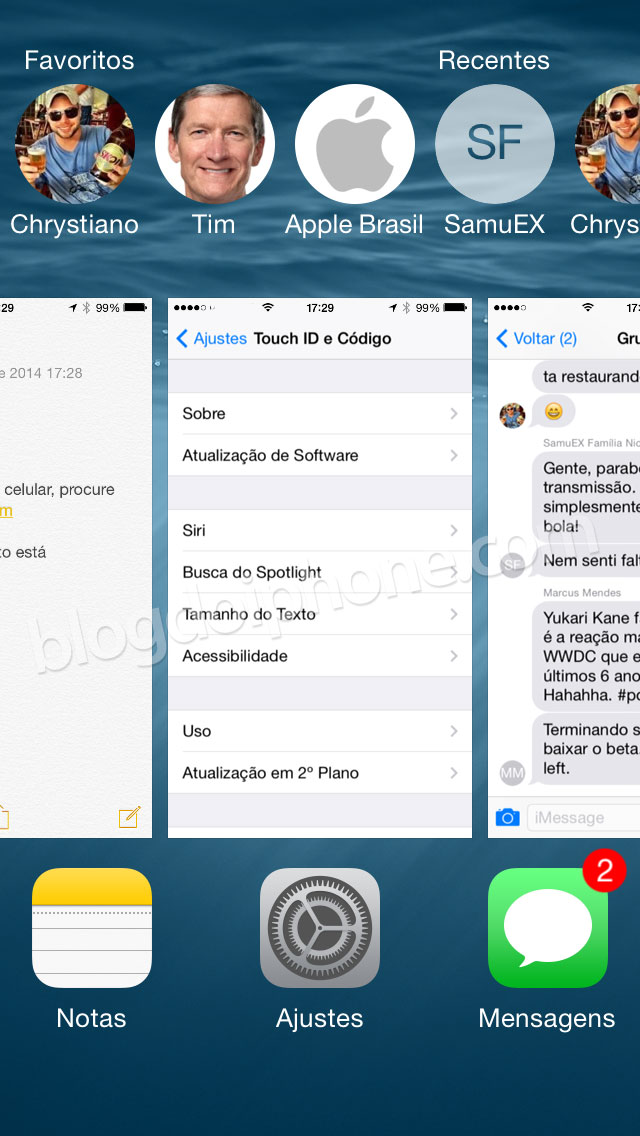 iOS 8 Atalhos contatos