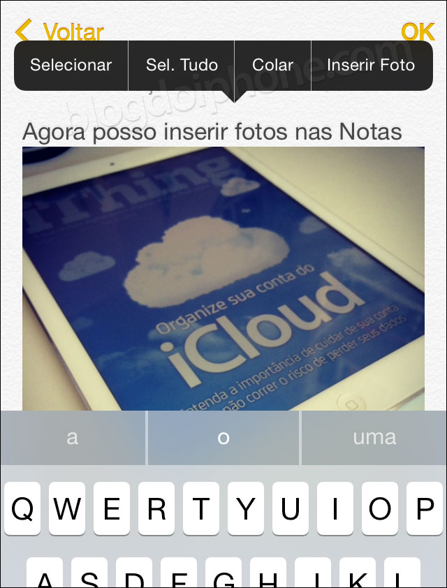Imagem nas Notas