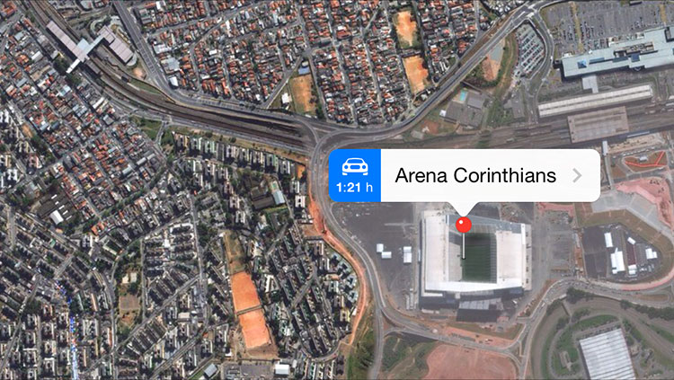 Estádios da Copa no Mapas