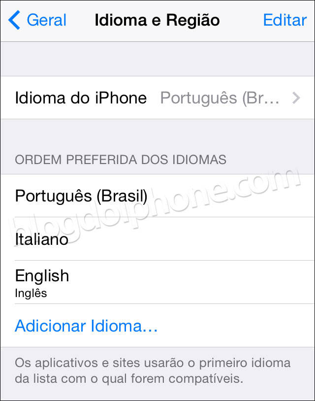 iOS 8 Idiomas alternativos