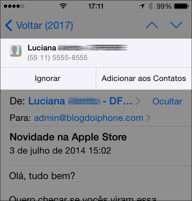 Adicionar assinatura aos Contatos