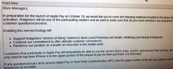 Walgreens memo
