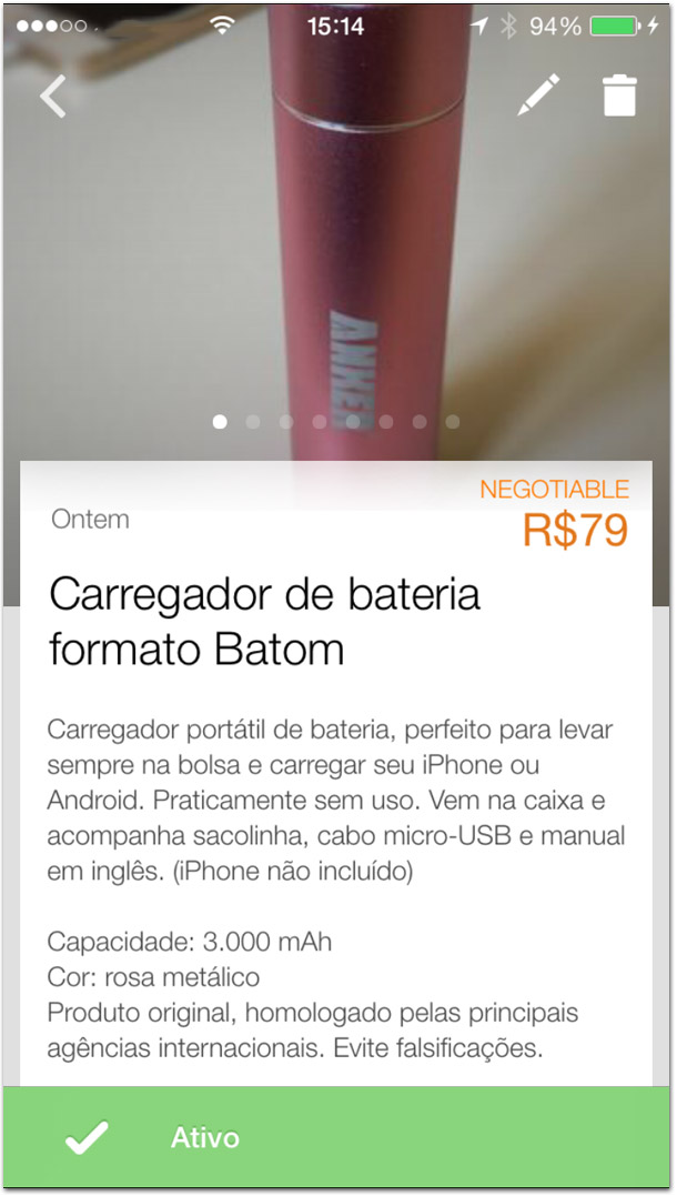 Publicando anúncio