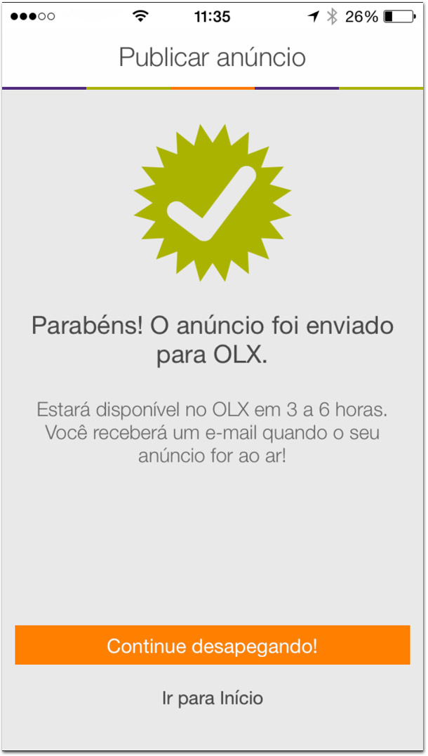 Publicando anúncio