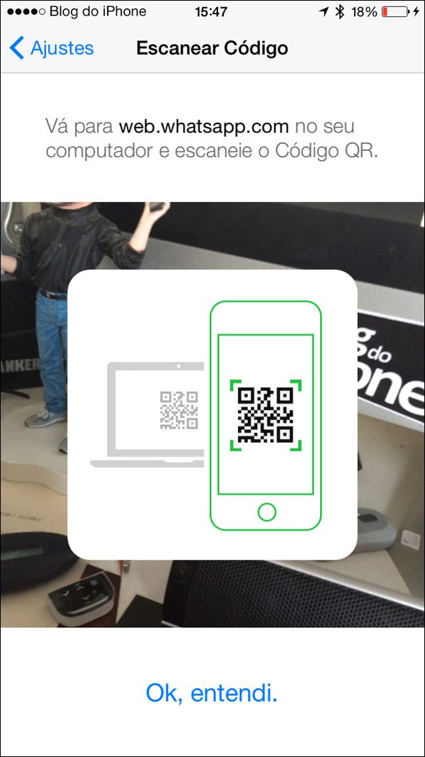 Tela WhatsApp Web no iPhone