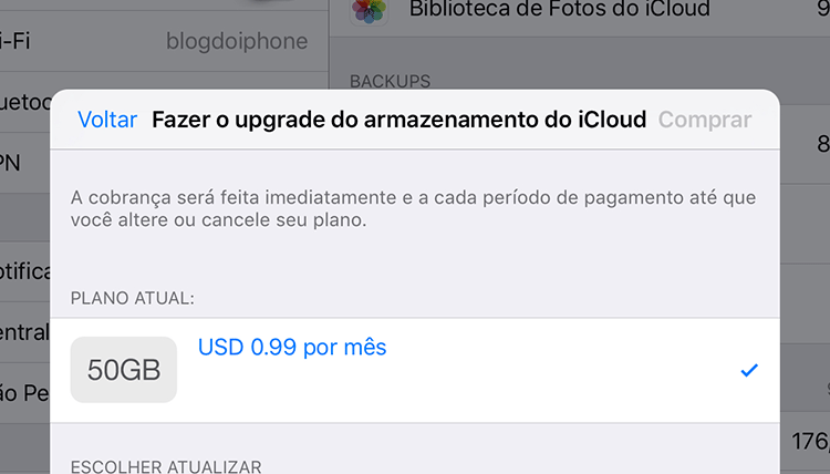 iCloud preços