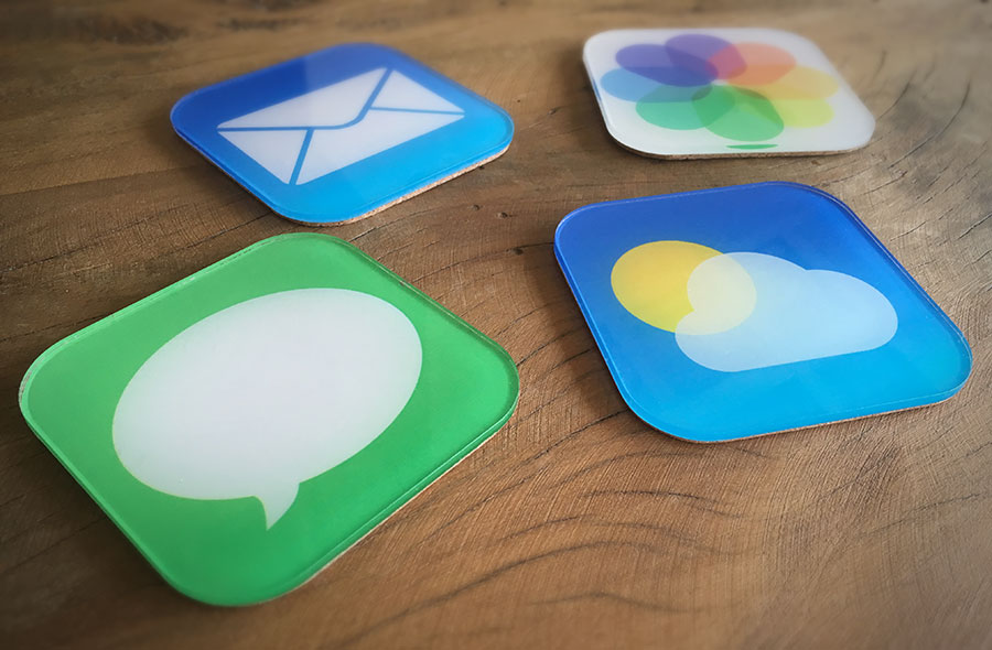 Porta copos com ícones do iOS