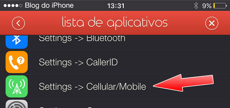 Atalhos na Central de Notificação