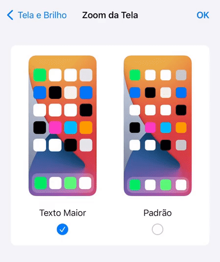 como aumentar letra no iPhone