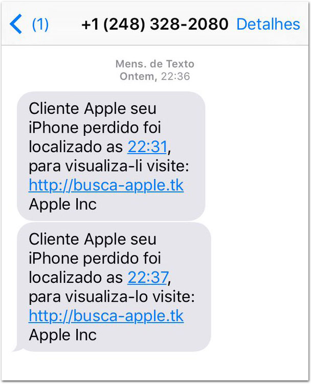 SMS falso