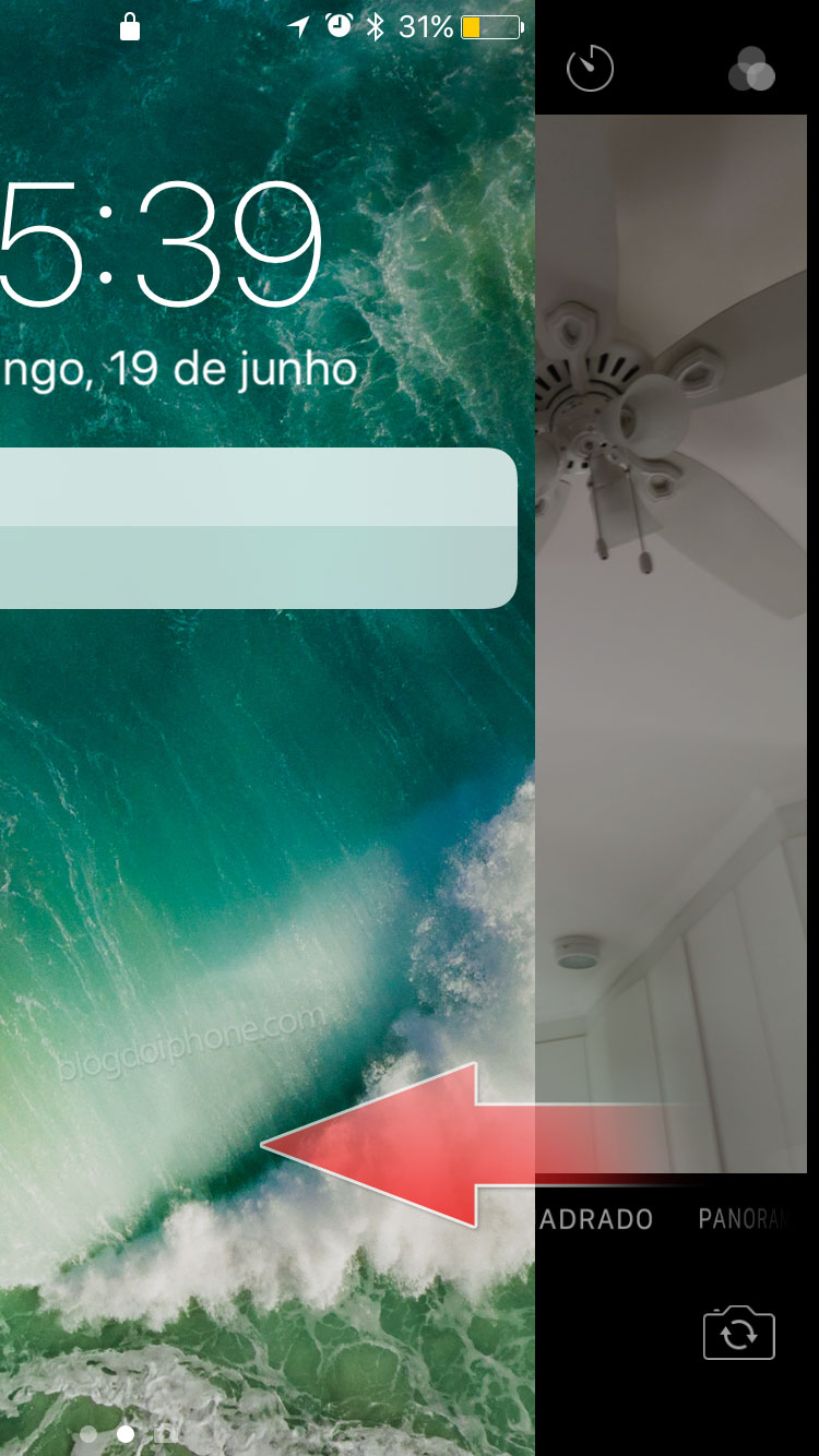 iOS 10 Câmera atalho