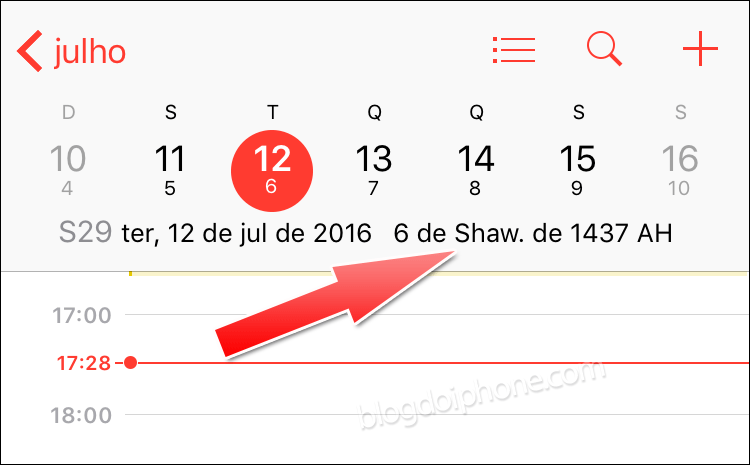 Calendário alternativo iOS 10