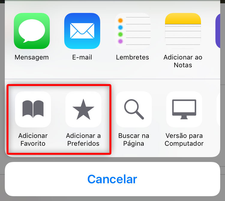 Favoritos do Safari