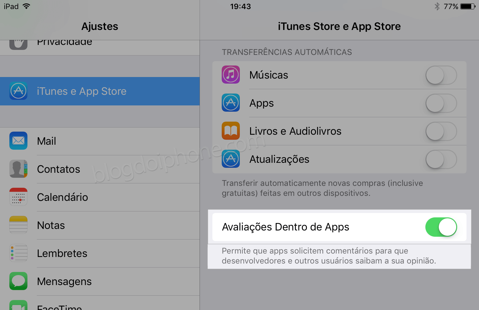 Ajustes de reviews