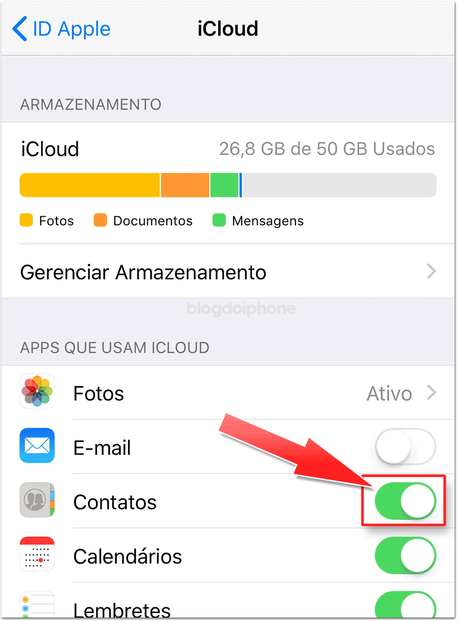 importar contatos do Android para o iCloud