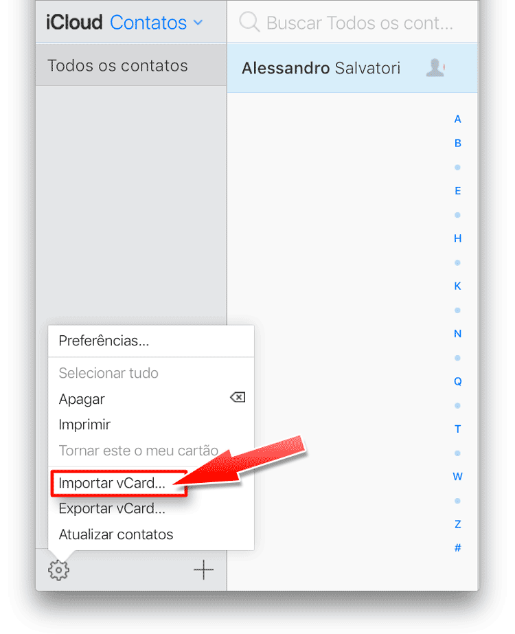 importar contatos do Android para o iCloud