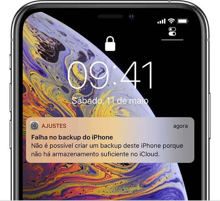 backup do iPhone armazenamento insuficiente iCloud