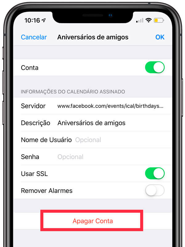 aniversários do Facebook
