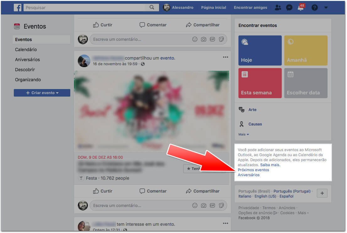 aniversários do Facebook