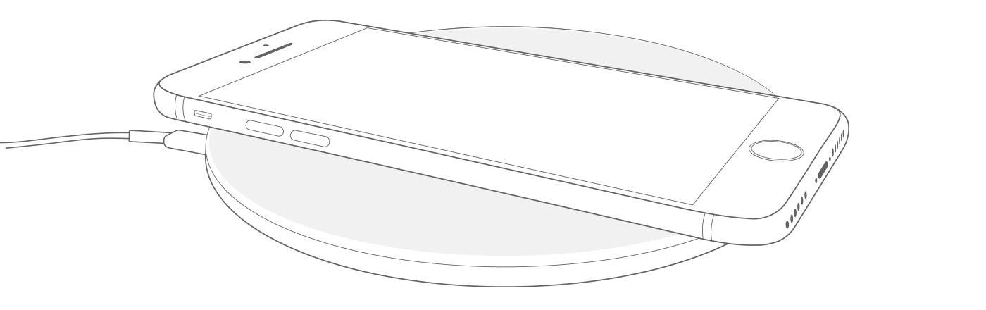 Ilustração iPhone sobre base de carregamento