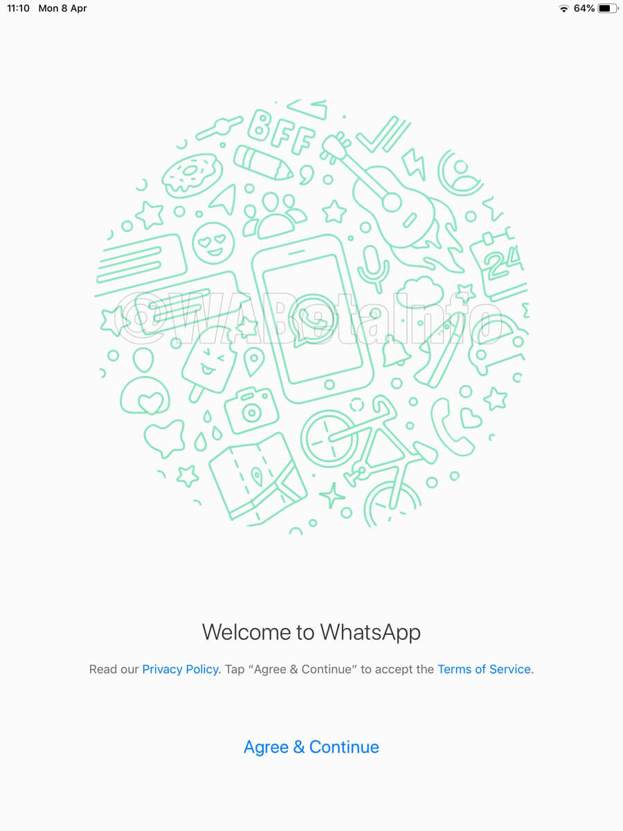 Tela de um WhatsApp para tablets