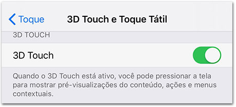 Menu 3D Touch