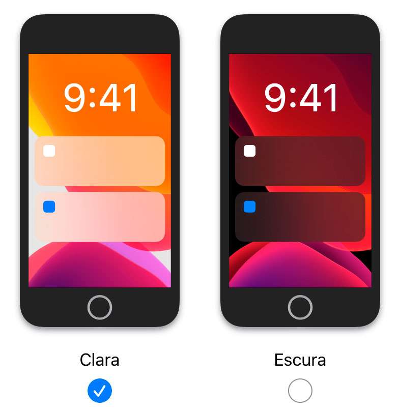 ícones do modo escuro no iPhone