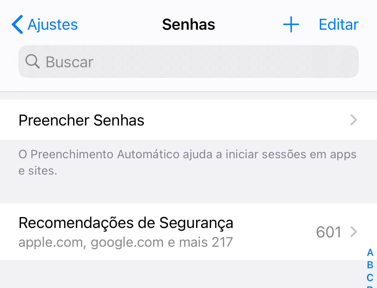 Recomendação de senha