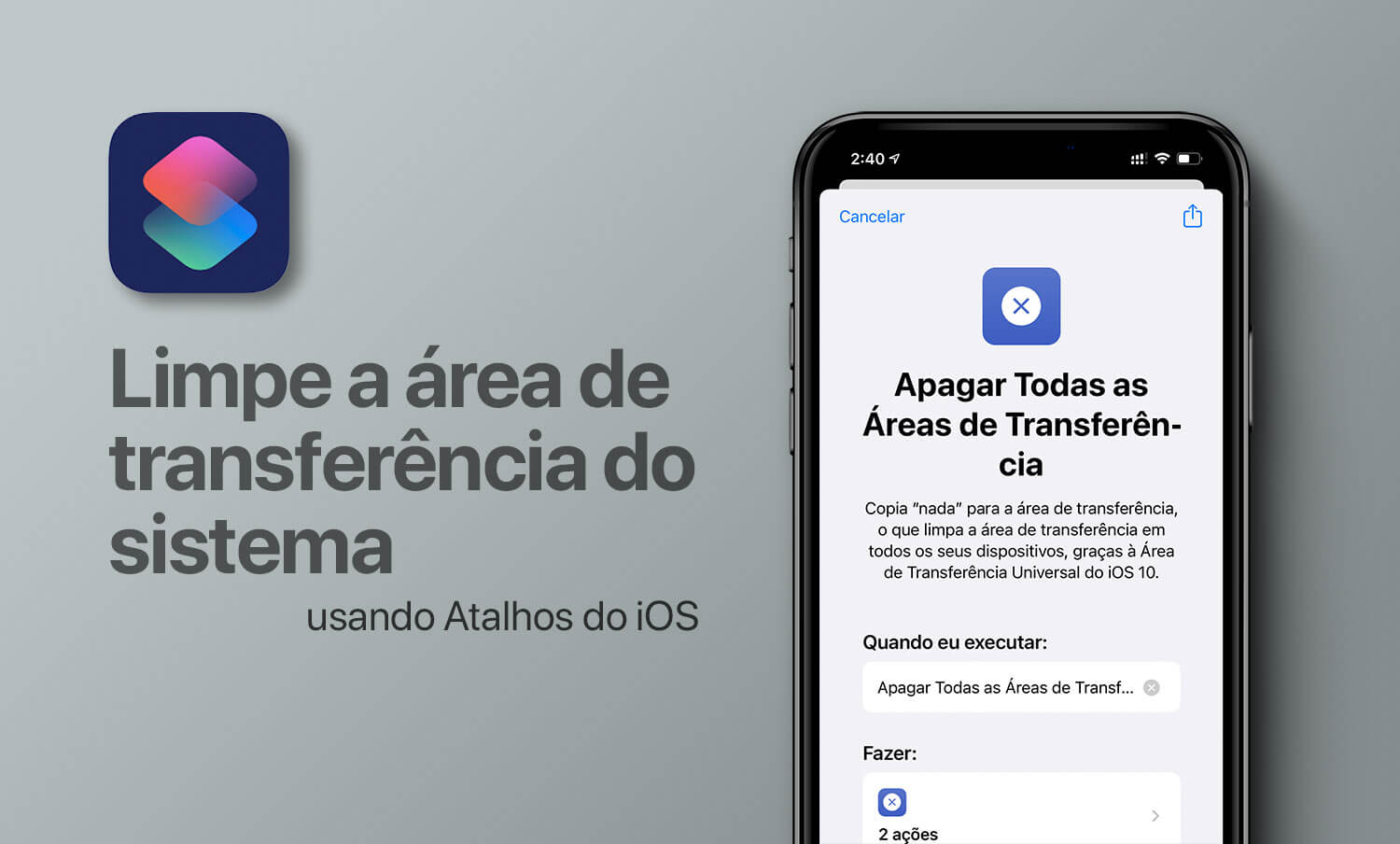 Atalhos Área de Transferência