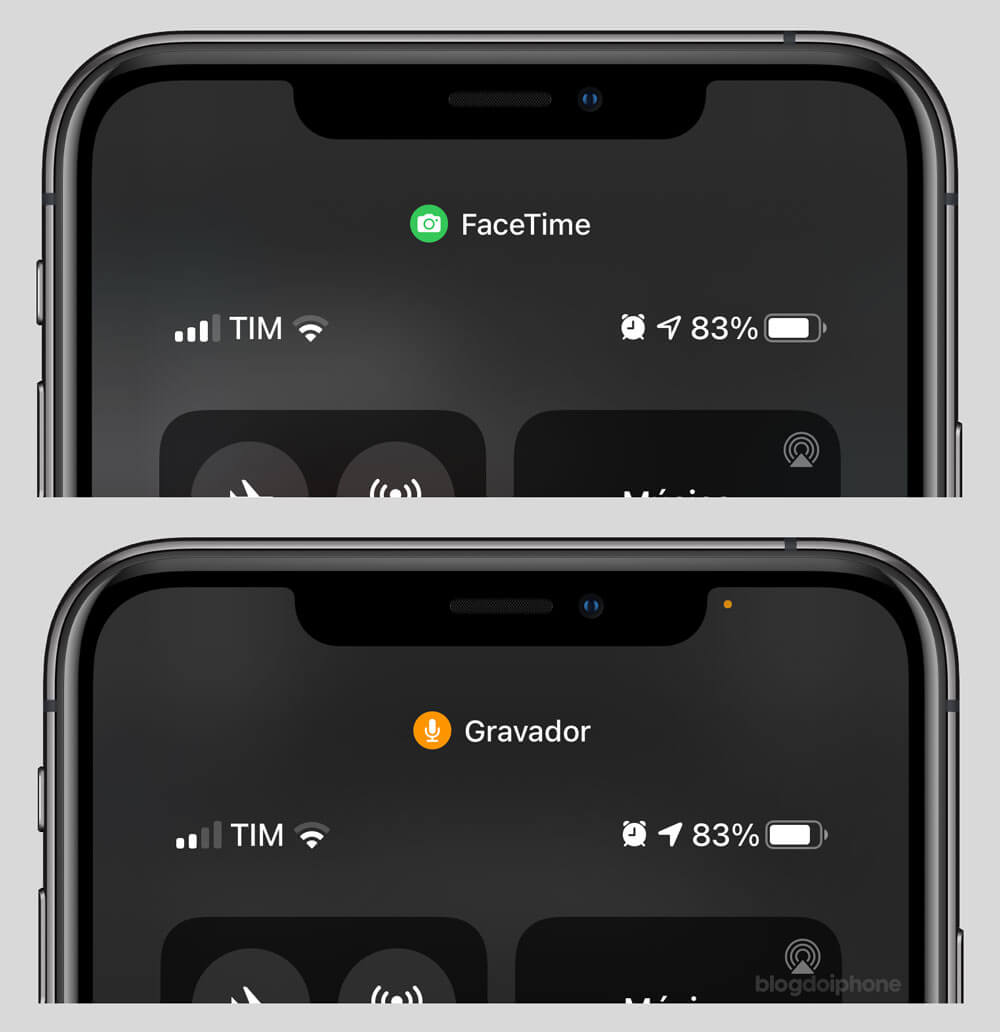 iOS 14 Indicativo gravação