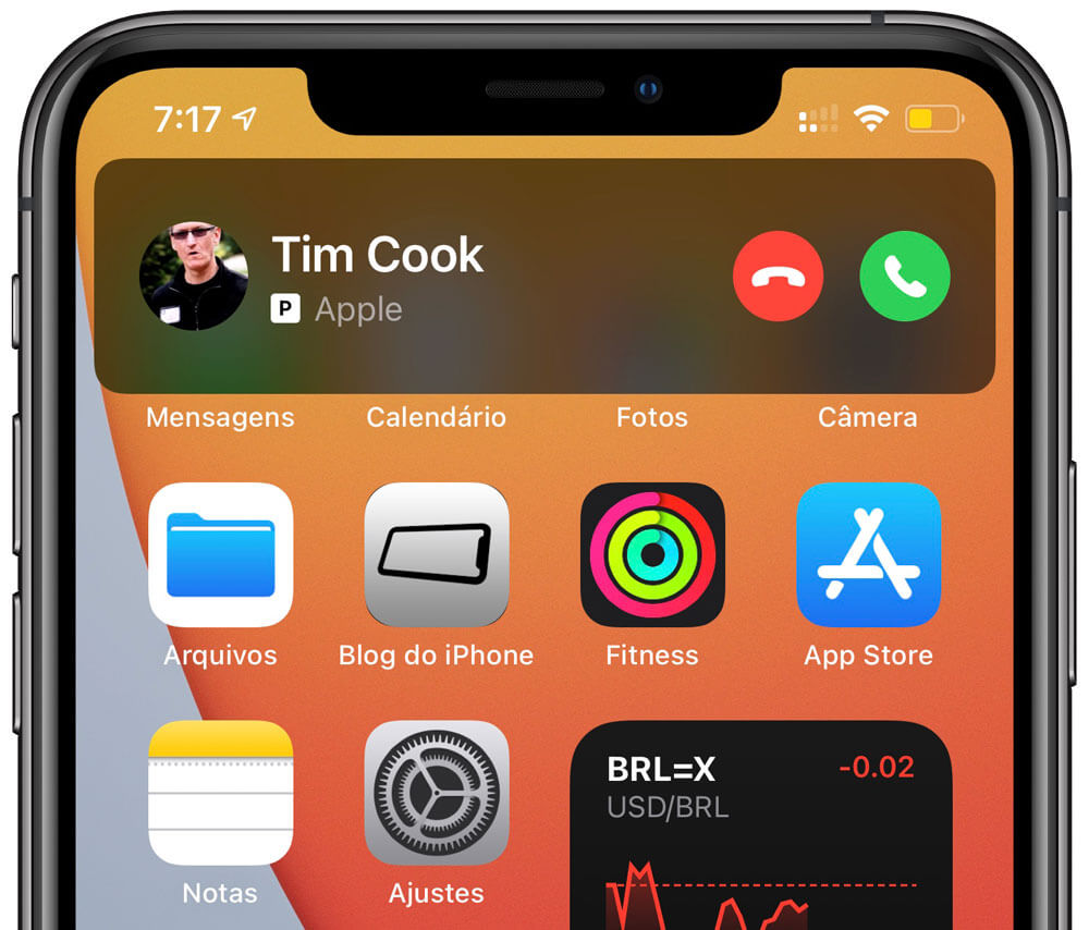 iOS 14 Design compacto de ligações