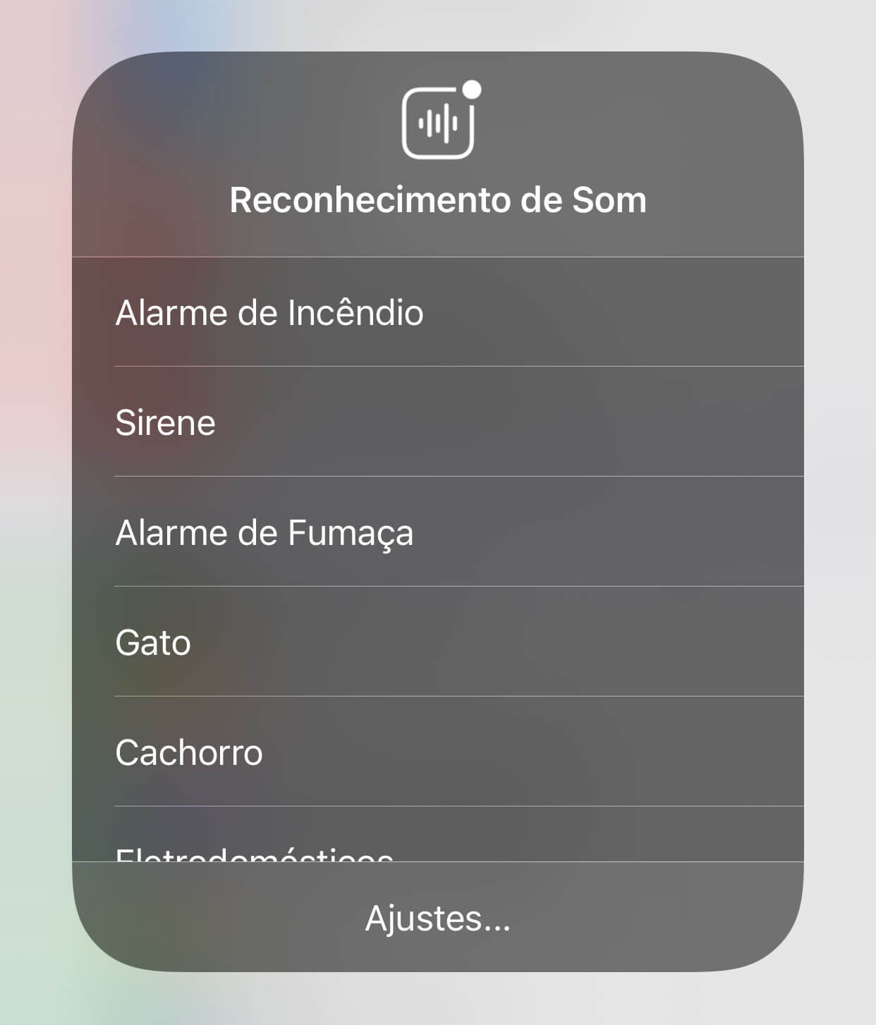 iOS 14 Reconhecimento de Som