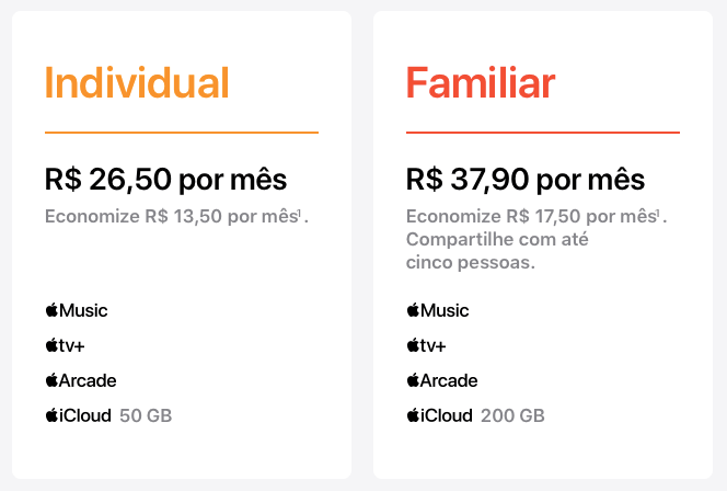 Apple One preços