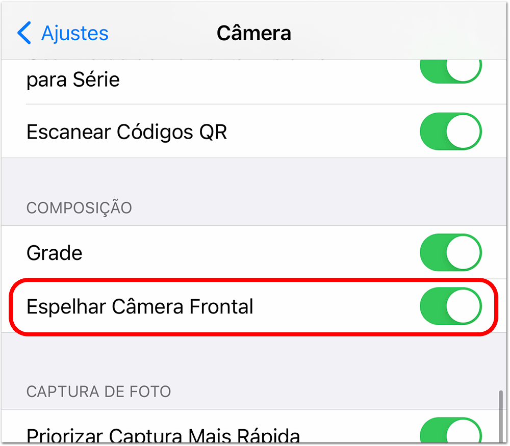 Espelhar Câmera Frontal
