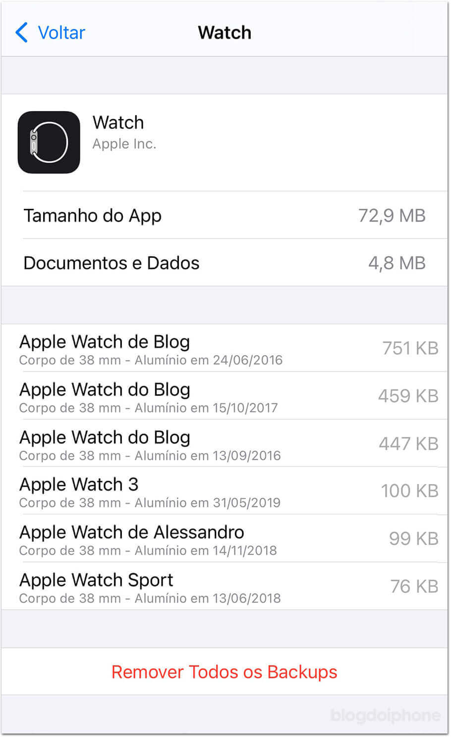 backup do apple watch