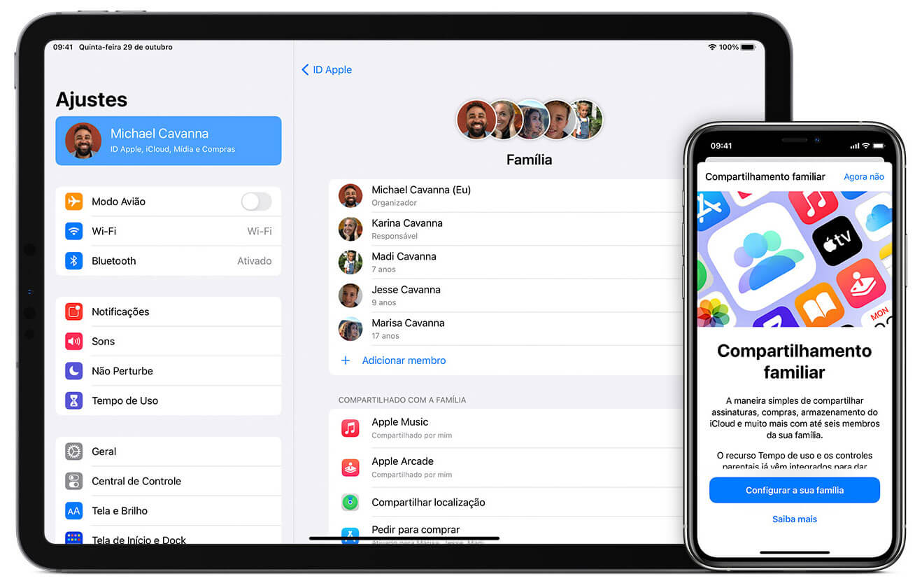 Como configurar compartilhamento familiar