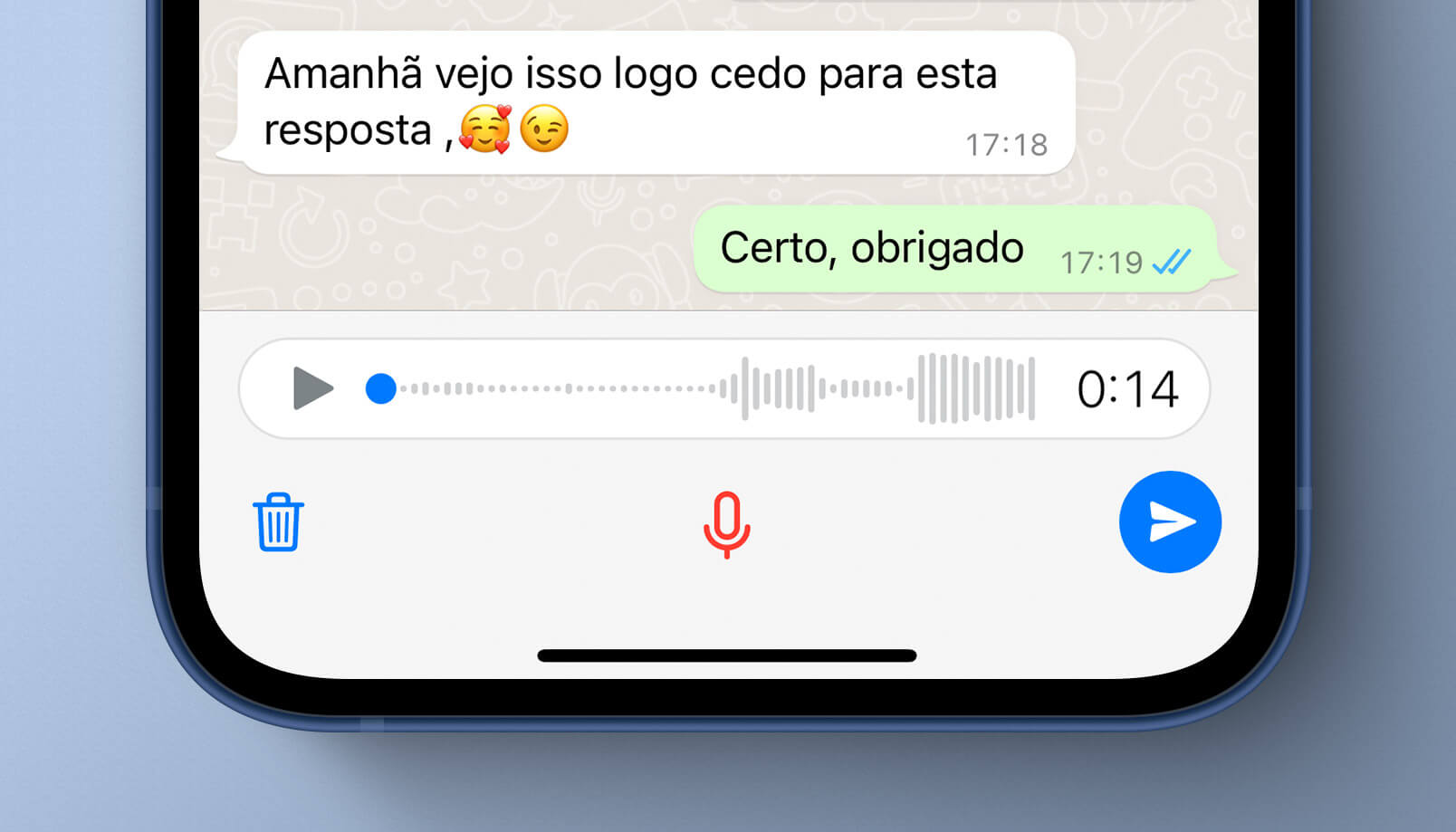ouvir áudio WhatsApp antes enviar