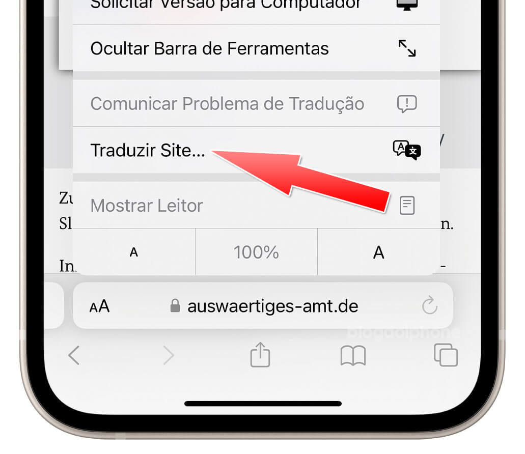 Tradução Safari iOS