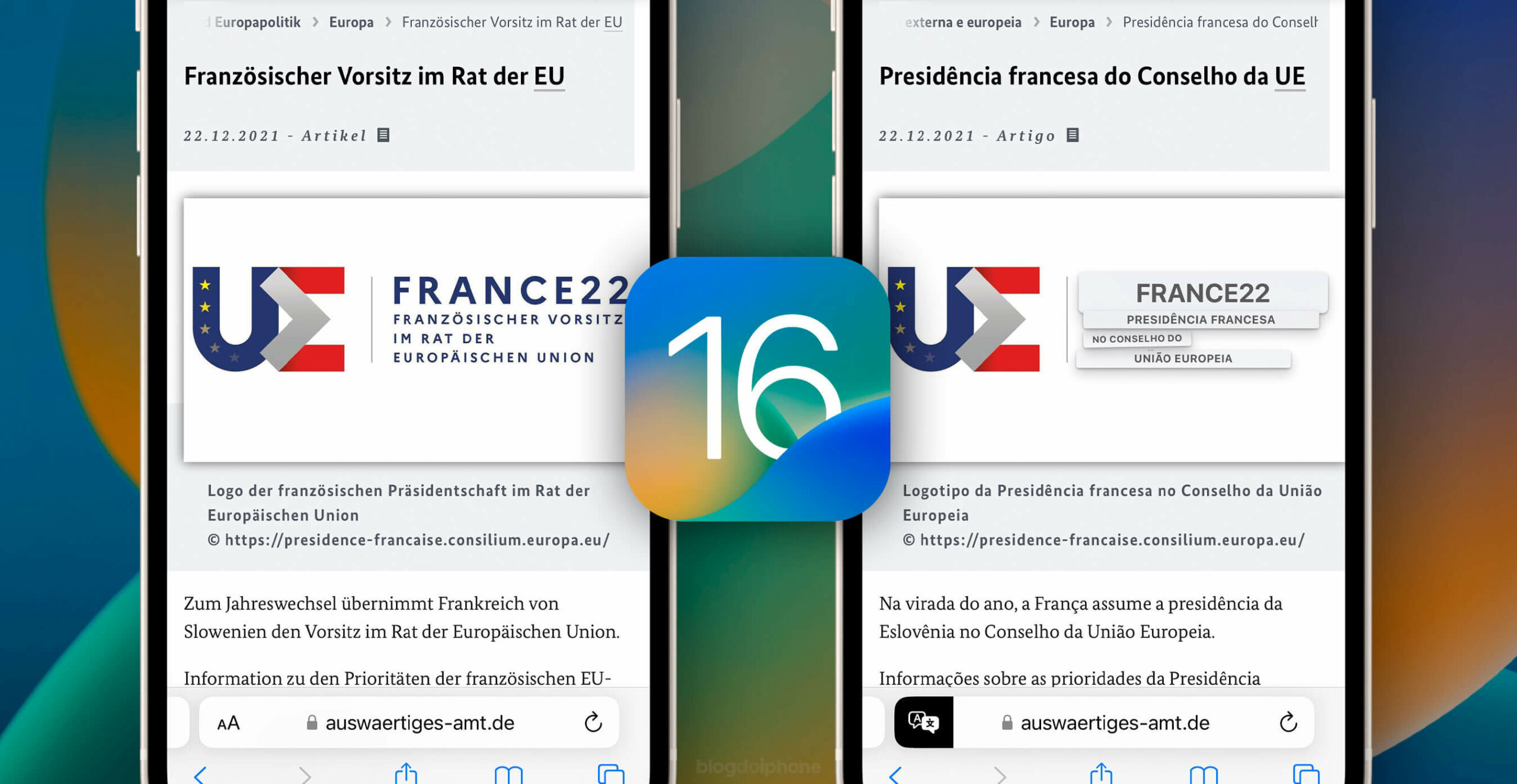 Tradução Safari imagens iOS 16