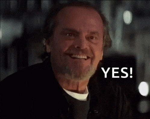 Jack Nicholson balançando a cabeça afirmativamente