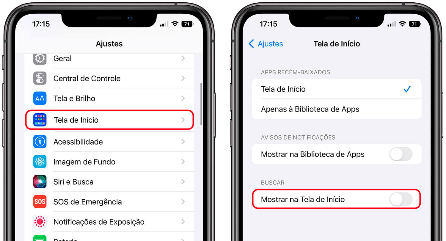 Desligar o botão Buscar
