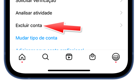 excluir conta do Instagram