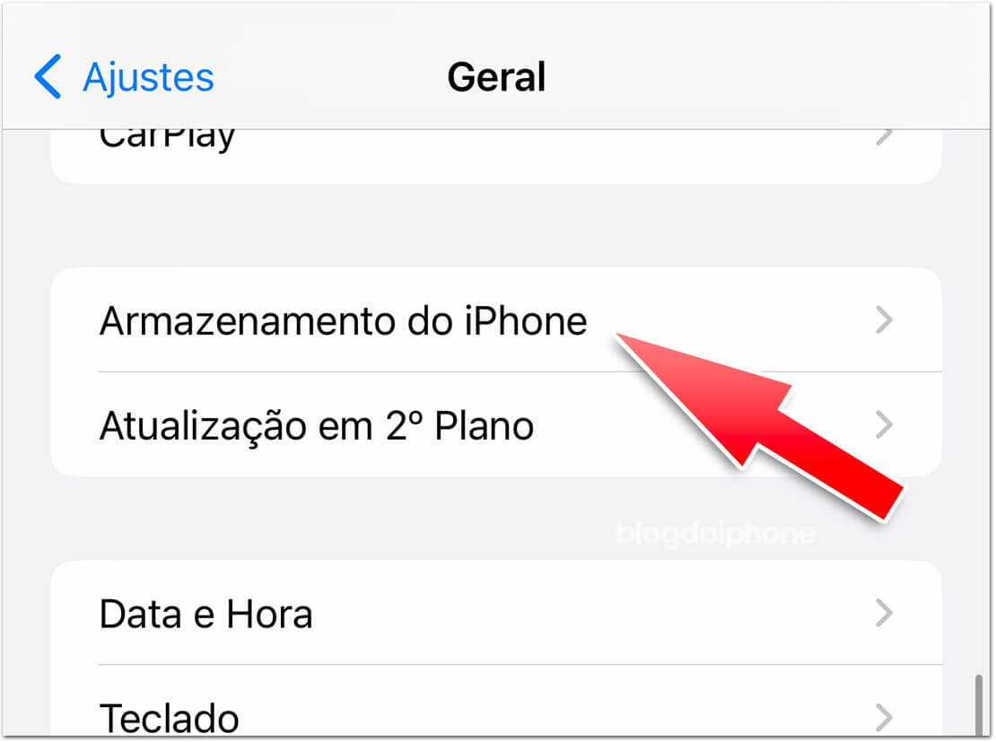 Armazenamento do iPhone